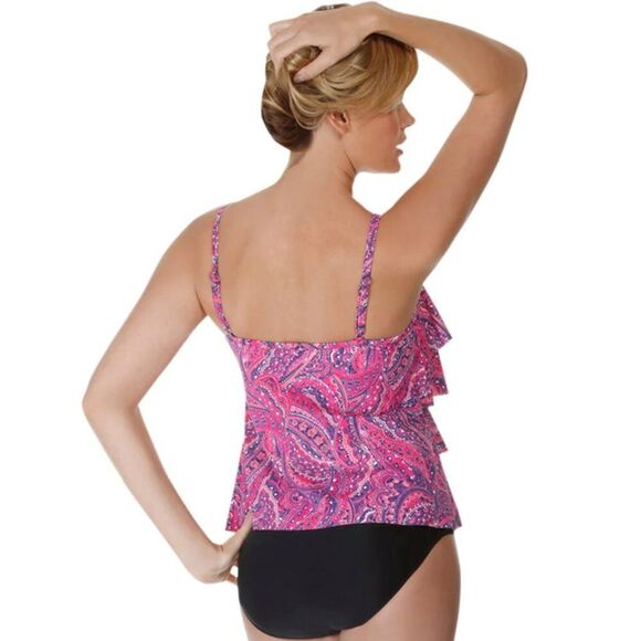 Women's Pink Paisley Tankini Top - Picture 2 of 13
